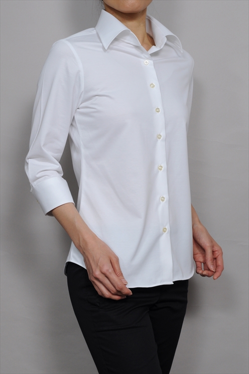 ozie|オジエ　6007-E03-1-WHITE-　レディースニットシャツ