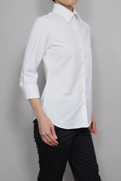 ozie|オジエ　6007-E03-1-WHITE-　レディースニットシャツ