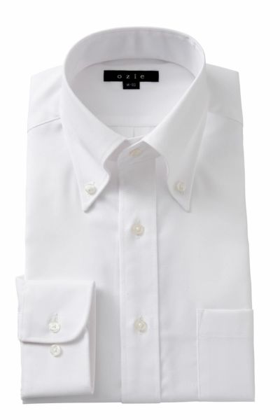 ozie|オジエ　シンプル・ボタンダウンシャツ・8009-U02F-WHITE