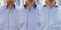 ozie|オジエ　イタリアンカラー3種にて第一ボタンのみを開けた場合の開き方