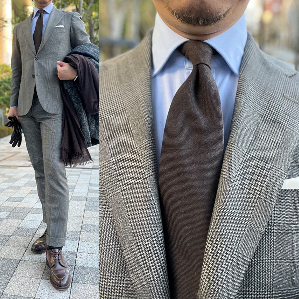 ozie|オジエ　シングルスーツにブルーシャツのコーディネート