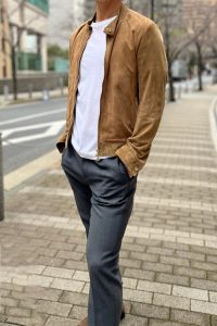 ozie|オジエ　REDA ACTIVEジャージーウールのTシャツ着こなし3