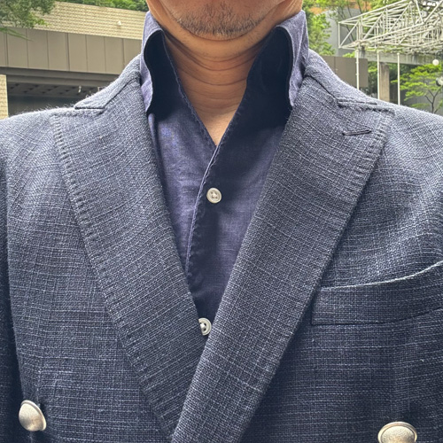 ozie|オジエ　ネイビージャケット+ネイビーYシャツ+白パンツ2