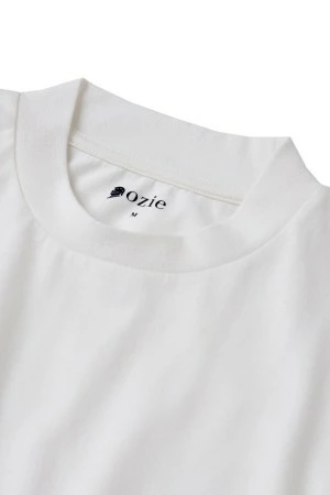 ozie|オジエ　40/2天竺 綿100％（スーピマ綿）Tシャツのリブ高目な襟1