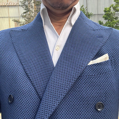 ozie|オジエ　イタリアンカラー・スキッパー・からみ織り白シャツ3