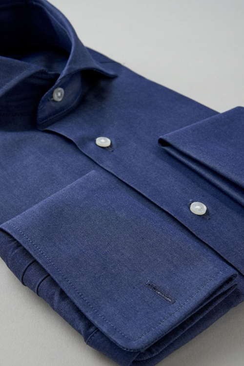 ozie|オジエ デニム調・ダブルカフスシャツ-8006-C11A 3