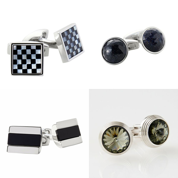 ozie|オジエ カフリンクス・シンプルなシルバー系や石や貝のモノトーン調