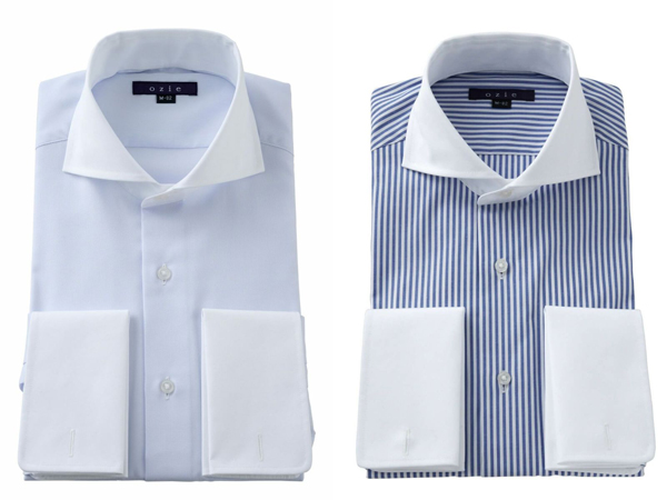 ozie|オジエ クレリックタイプのホリゾンタルカラー・ダブルカフス