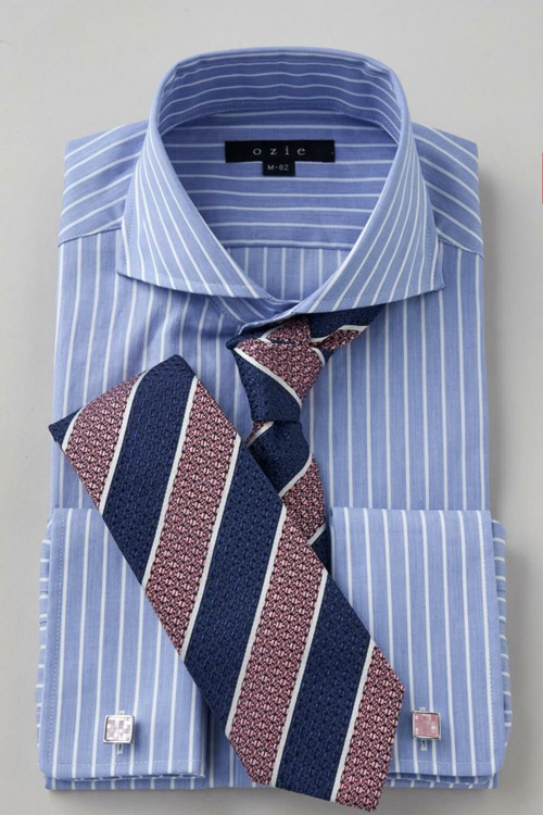 ozie|オジエ ホリゾンタルカラーのダブルカフス