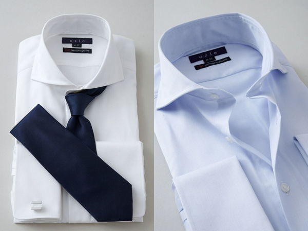 ozie|オジエ スーピマ綿の120番手双糸を使用したハイグレードなホリゾンタルカラー・ダブルカフスシャツ1