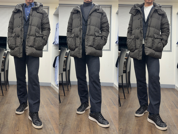 ozie|オジエ　ダウンに「間違いなく合う」スーツの例（カジュアルスーツ）＋ダウン