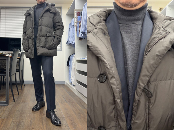 ozie|オジエ　クラシックスーツ+タートルネック+ダウン