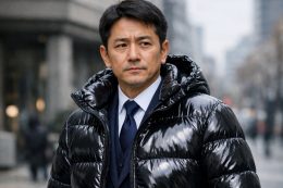 ozie|オジエ　テカテカしたナイロン素材のダウンジャケット