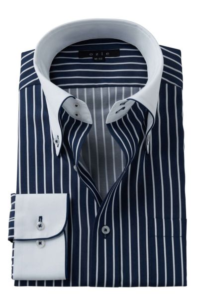 ozie|オジエ　デュエボットーニ　ストライプ　クレリック　8065EPCL-B07A-NV