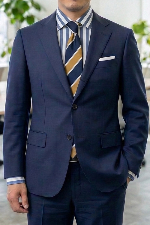 ozie|オジエ　太いストライプシャツｘ大柄ネクタイ