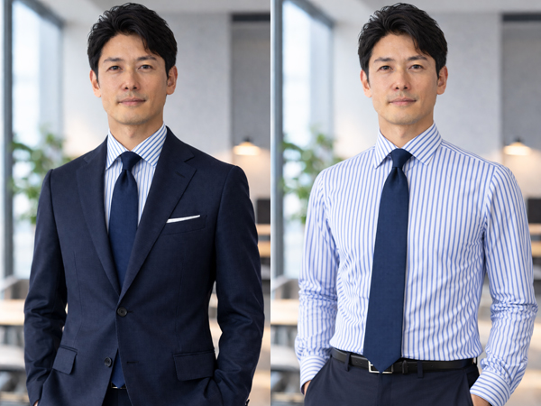 ozie|オジエ ジャケットを脱いだ時にどう見えるか?