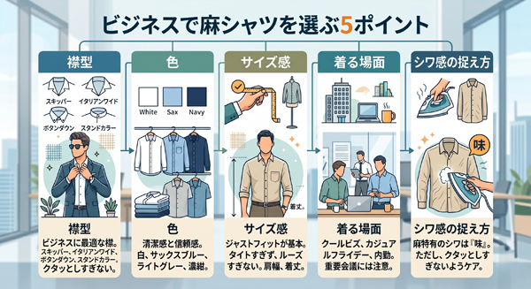 ozie|オジエ　ビジネスで麻シャツを選ぶ５ポイント