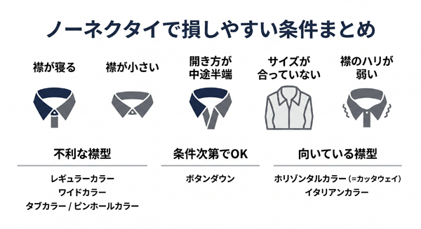 ozie|オジエ　ノーネクタイで損しやすい条件のまとめ