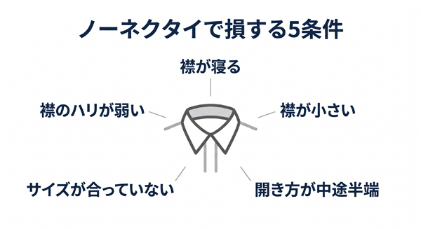 ozie|オジエ　ノーネクタイで損をしやすいシャツの共通点