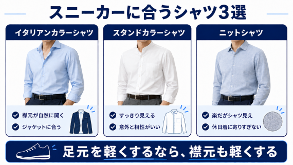 ozie|オジエ スニーカーに合うシャツ3選