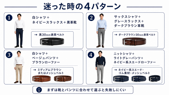 ozie|オジエ　ビジネスベルト選び、迷った時の簡単実例４パターン