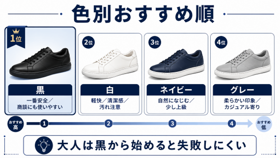 ozie|オジエ ビジネススニーカーの色別おすすめ順