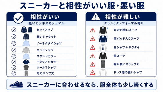 ozie|オジエ スニーカーと相性がいい服と悪い服