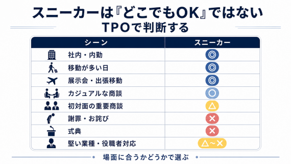 ozie|オジエ スニーカーはどこでもOKではない。TPOで判断する