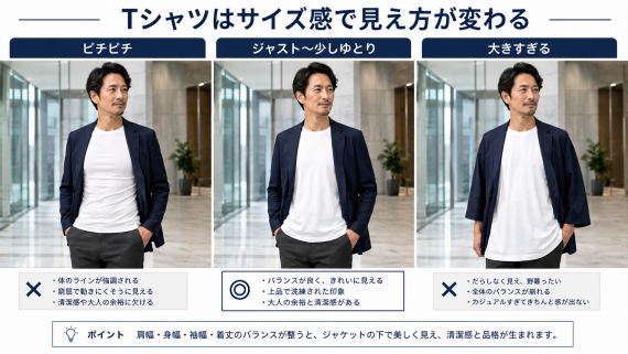ozie|オジエ Tシャツはサイズ感で見え方が変わる