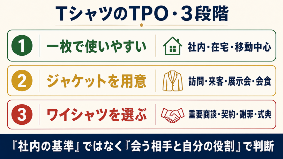 ozie|オジエ TシャツのTPO3段階