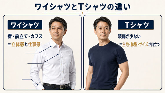 ozie|オジエ ワイシャツとTシャツの違い