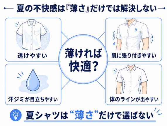 ozie|オジエ 夏のシャツは薄ければ快適というわけではない