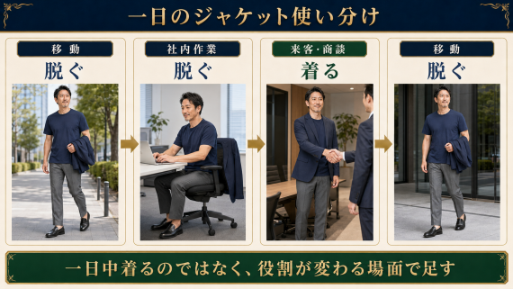 ozie|オジエ 一日のジャケットの使い分け