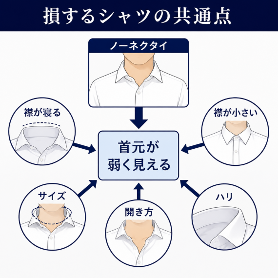 ozie|オジエ ノーネクタイで損するシャツの共通点