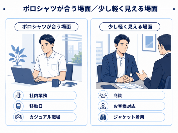 ozie|オジエ ポロシャツが合う場面・合わない場面