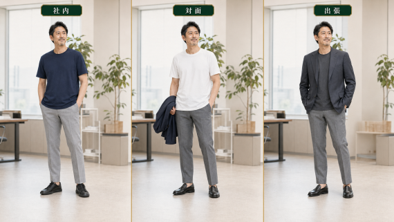 ozie|オジエ シーン別おすすめビジネス用Tシャツのコーディネート