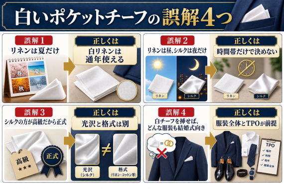 ozie|オジエ　白ポケットチーフの良くある誤解
