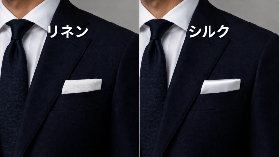 ozie|オジエ　リネンとシルクの白ポケットチーフ