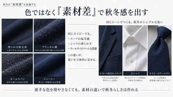 ozie|オジエ 秋冬らしいビジネスウェアの素材感