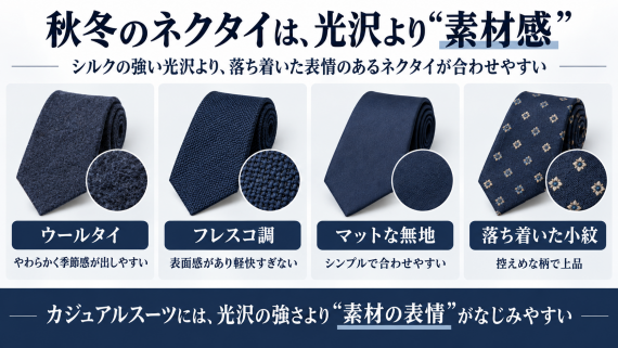 ozie|オジエ 秋冬のネクタイは光沢よりも素材感