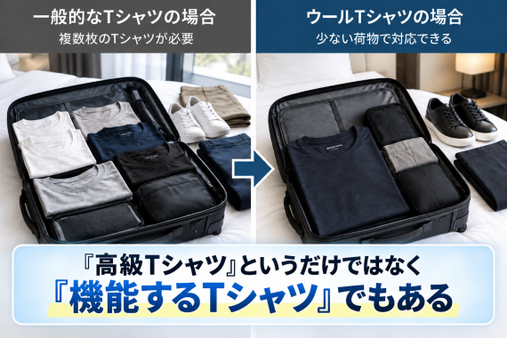 ozie|オジエ ウールTシャツは、こうきゅうというだけでなく機能的