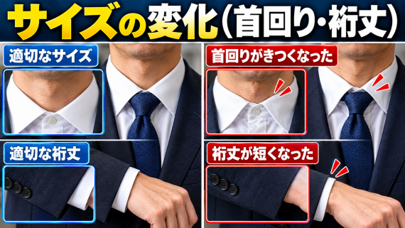 ozie|オジエ サイズの変化・首回りと裄丈
