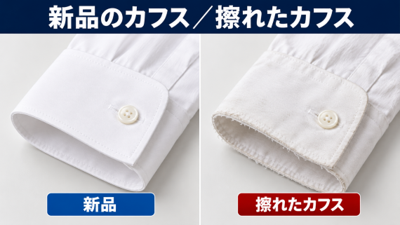 ozie|オジエ 新品のカフスと擦れたカフス