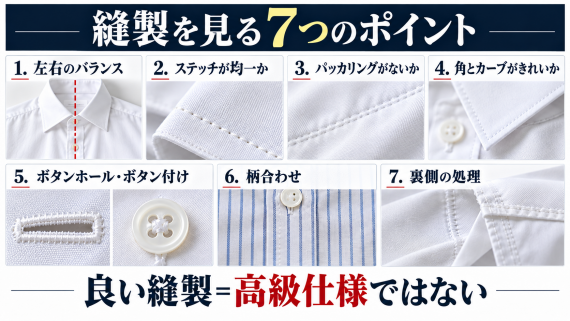 ozie|オジエ ワイシャツの縫製を見る7つのポイント