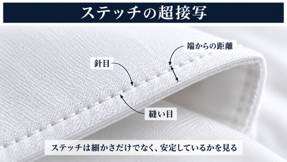 ozie|オジエ ステッチの超接写・ステッチは細かさだけでなく安定しているかを見る
