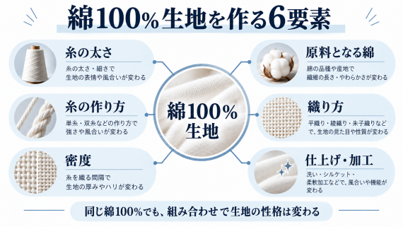 ozie|オジエ 綿100%生地を構成する要素