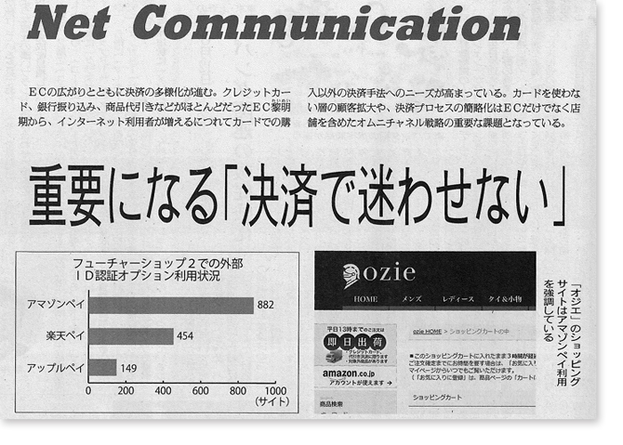 2018年5月30日　繊研新聞６面　〜NET Communication 事業の革新を目指して〜