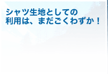 シャツ生地としての利用は、まだごくわずか！